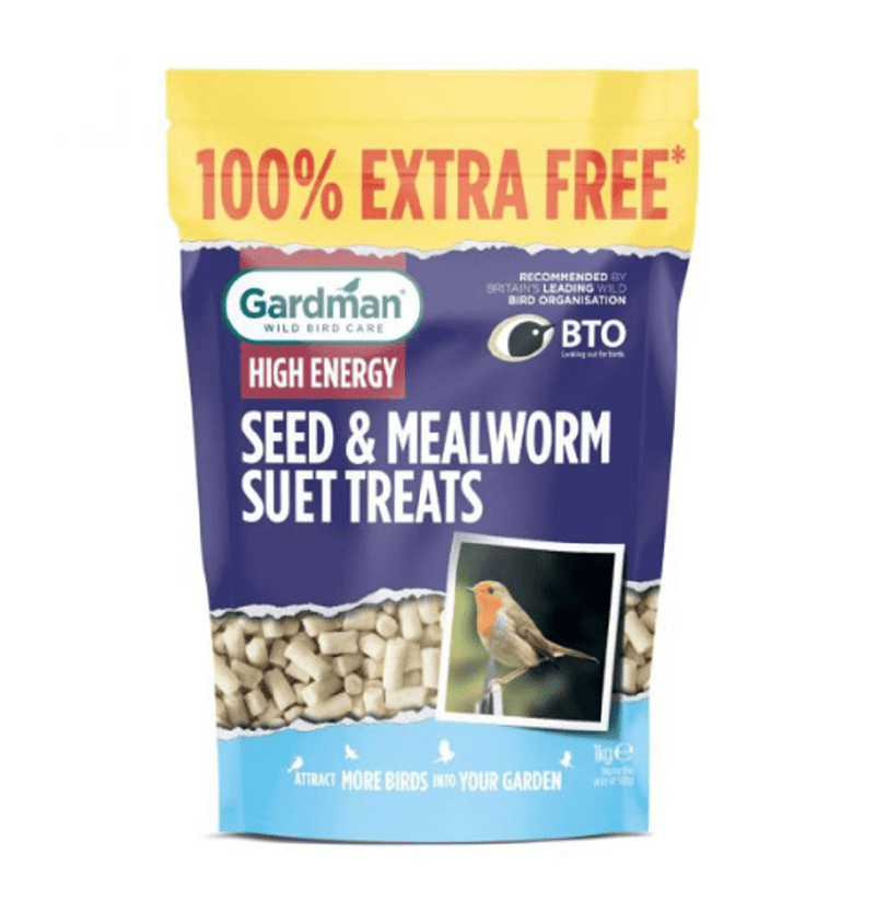 Seed & Mealworm Suet Treats 500g + 100% Extra Free