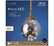 Micro LED Battery Operated Ball with Rope 20cm