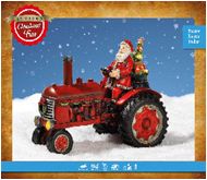 LED Battery Operated Steam Tractor with Santa Scene