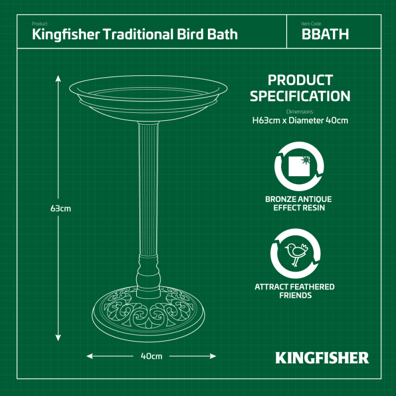 Bird Bath Traditional Resin 63cm