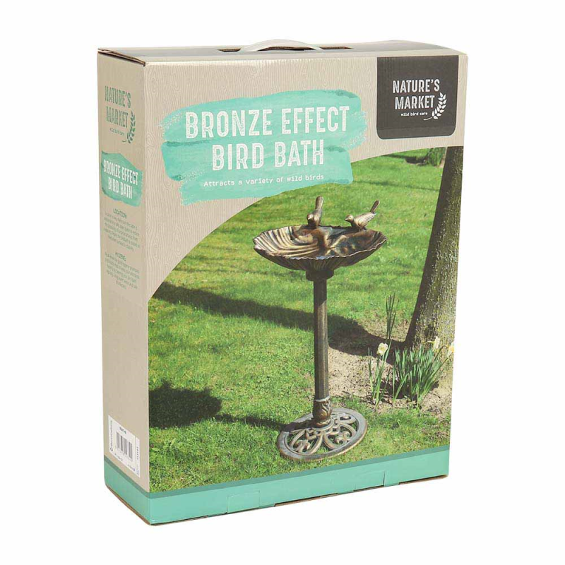 Bird Bath Bronze Effect Decorative Plastic 72cm