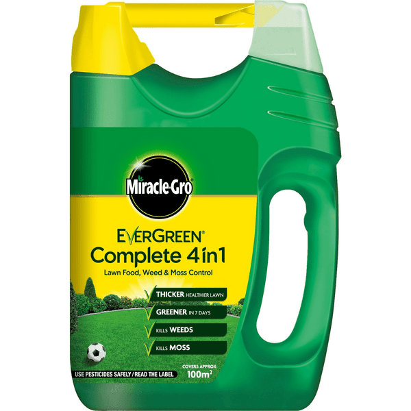 Miracle-Gro Evergreen Complete 4 in 1 Spreader Lawn Feed, Weed and Moss Killer 100m²