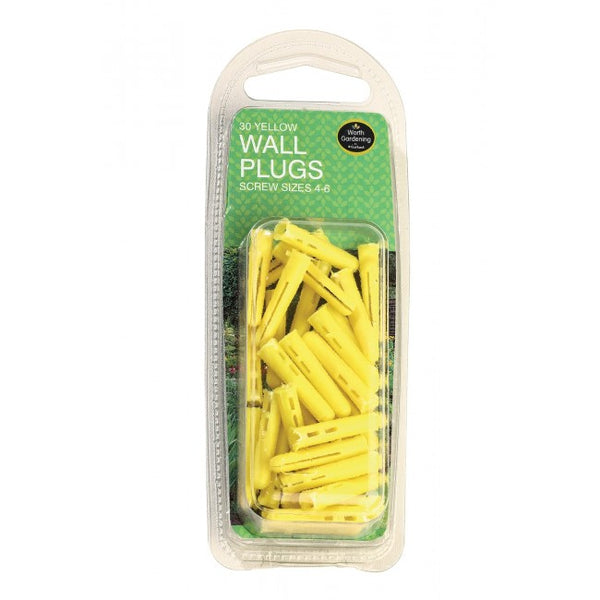 Wall Plugs Yellow Screw Sizes 4-6 (30pk)