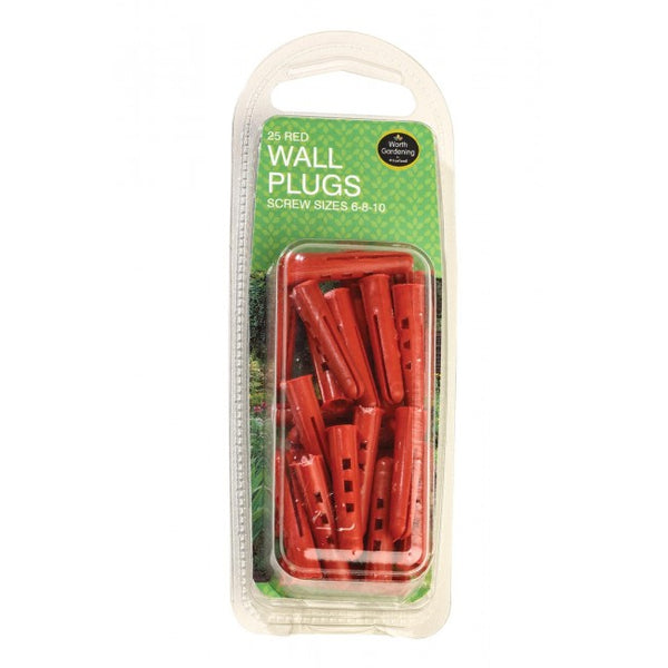 Wall Plugs Red Screw Sizes 6-8-10 (25pk)