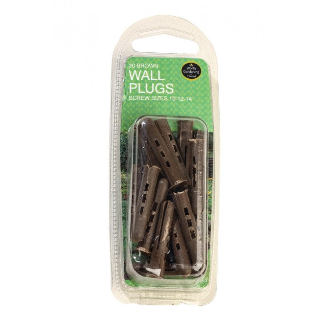 Wall Plugs Brown Screw Sizes 10-12-14 (20pk)